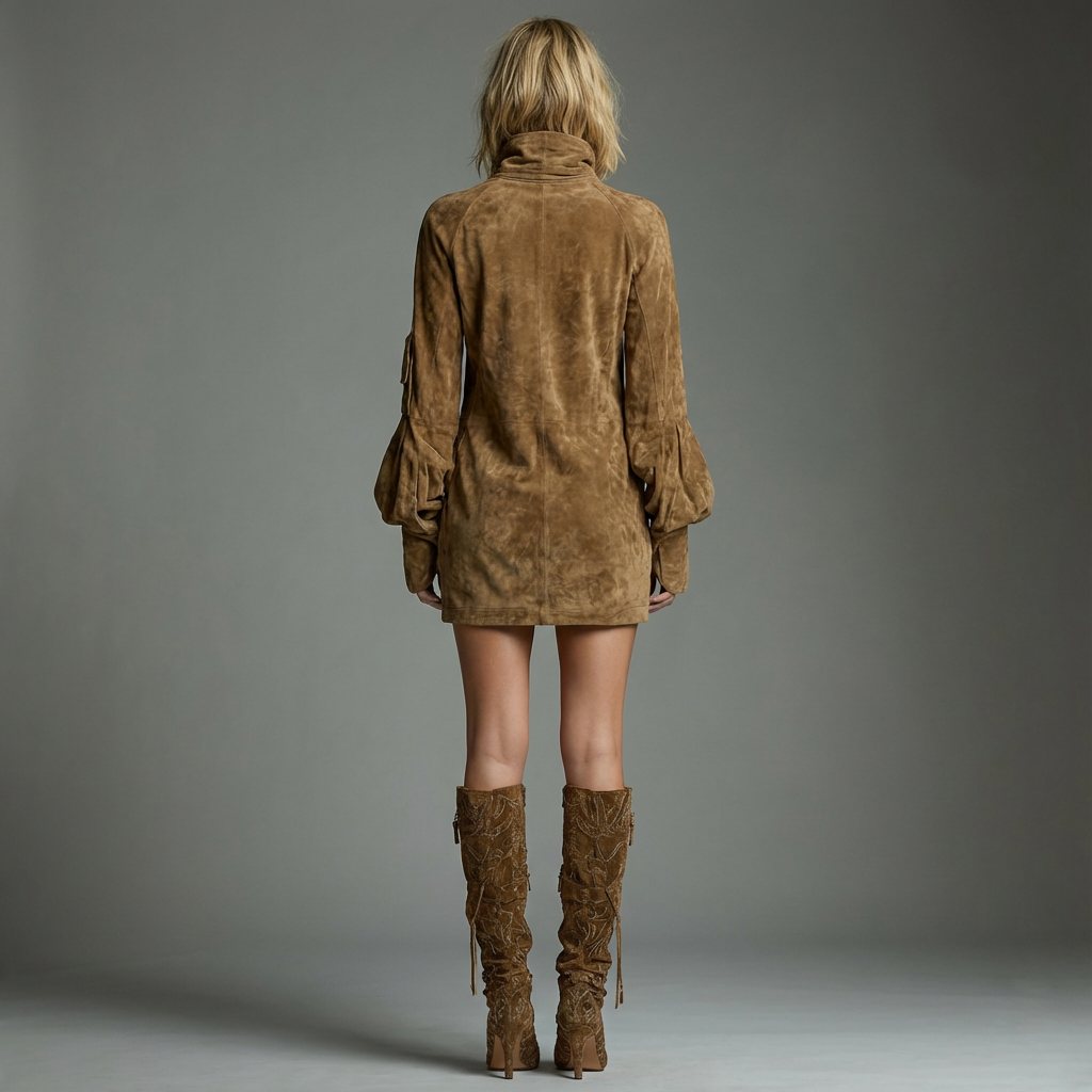 Lilly | Suede Turtleneck Mini Dress