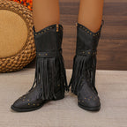 Aurelia | Retro Western Boots with Pointed Toe and Tassels