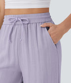 Lena | Wide-Leg Linen-Feel Trousers