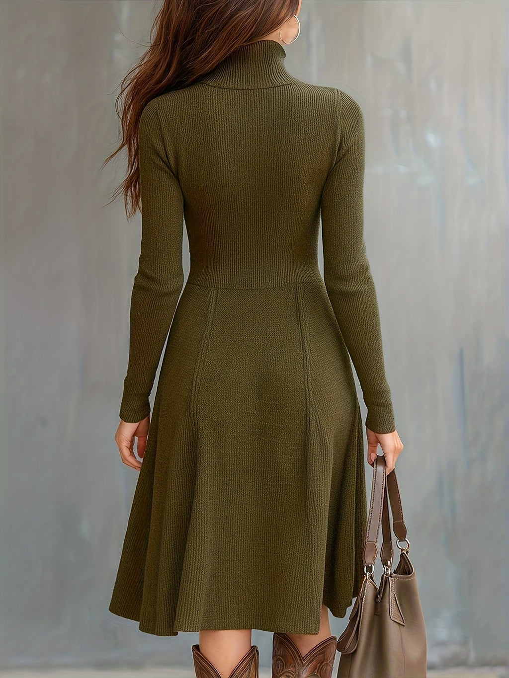 Zinnia | Zippered Long Sleeve Dress with Stretch Fabric