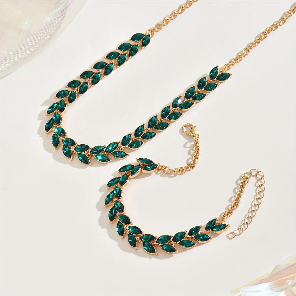 Green Crystal | Necklace & Bracelet Set