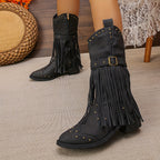 Aurelia | Retro Western Boots with Pointed Toe and Tassels