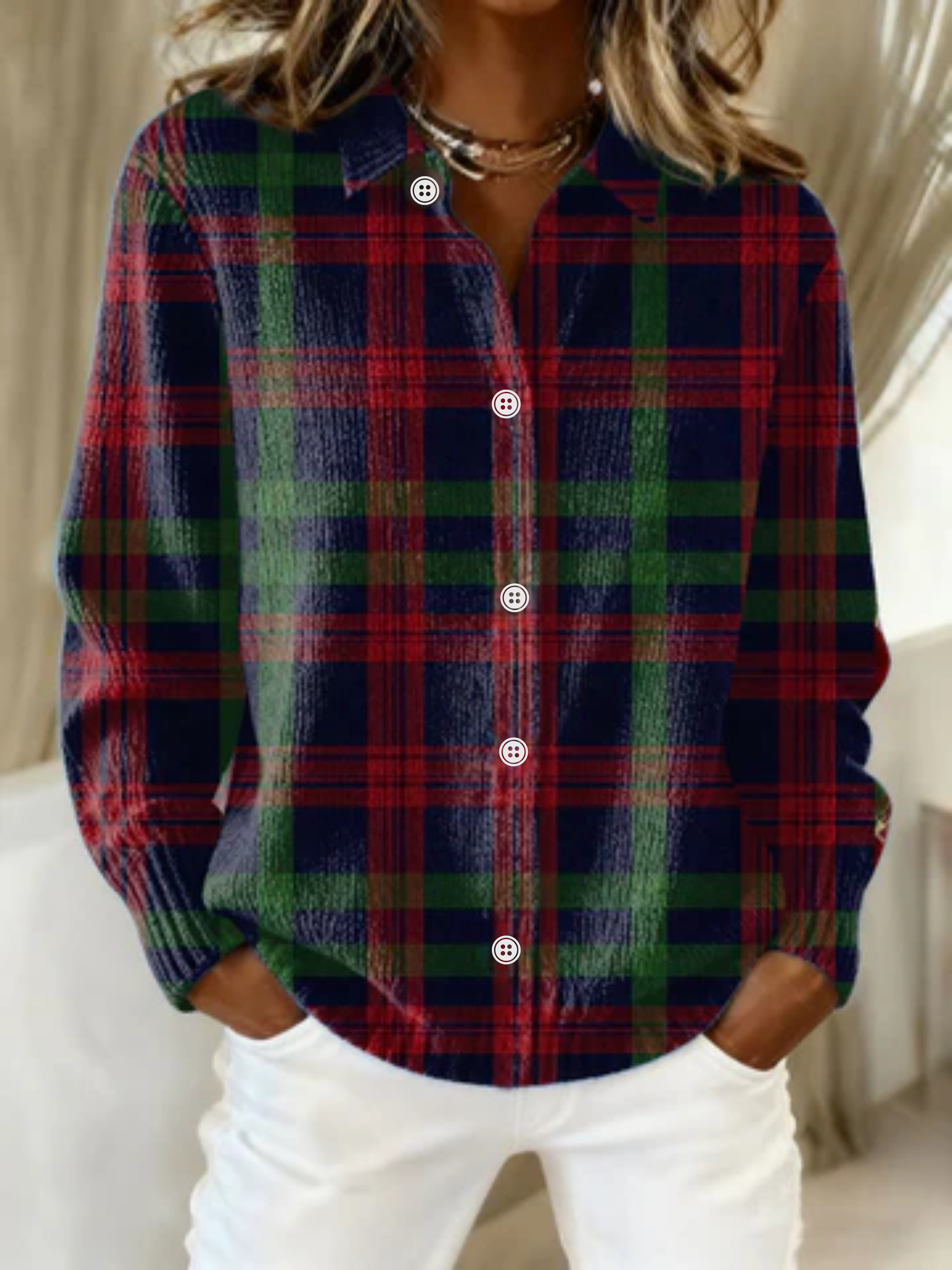 Gunelle | Checked Hoodie Blouse