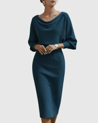 Ism�ria | White Draped Batwing Midi Dress