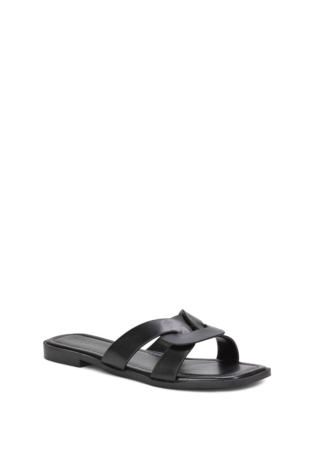 Tavia | Square-Toe Slider Sandals - black sandal view 2