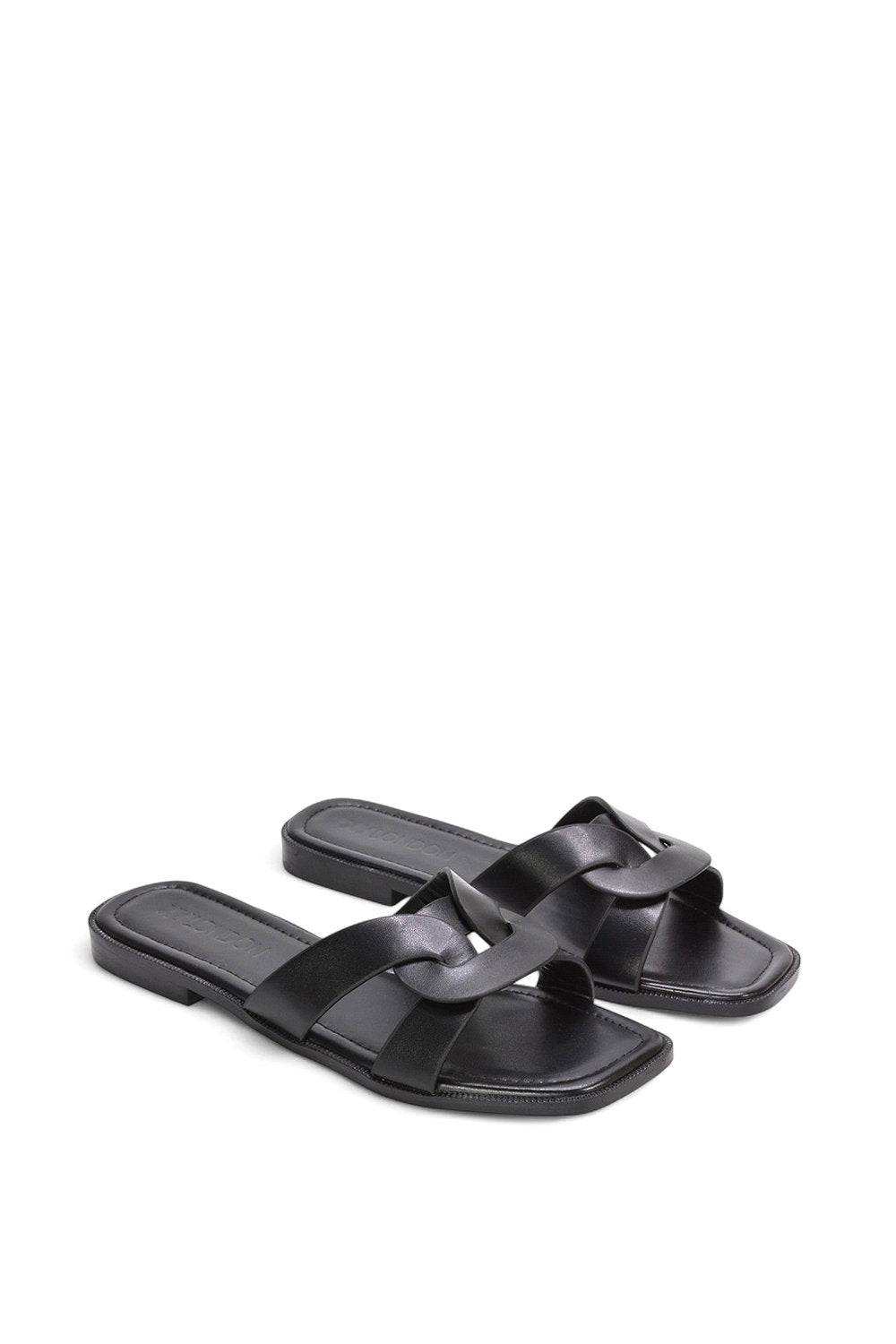 Tavia | Square-Toe Slider Sandals - black sandal view 4