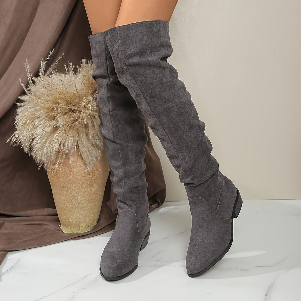 Ione | Fashionable Over-the-Knee Boots with Stacked Heel