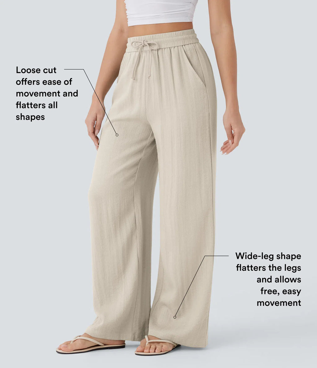Nora | Wide-Leg Linen-Feel Trousers