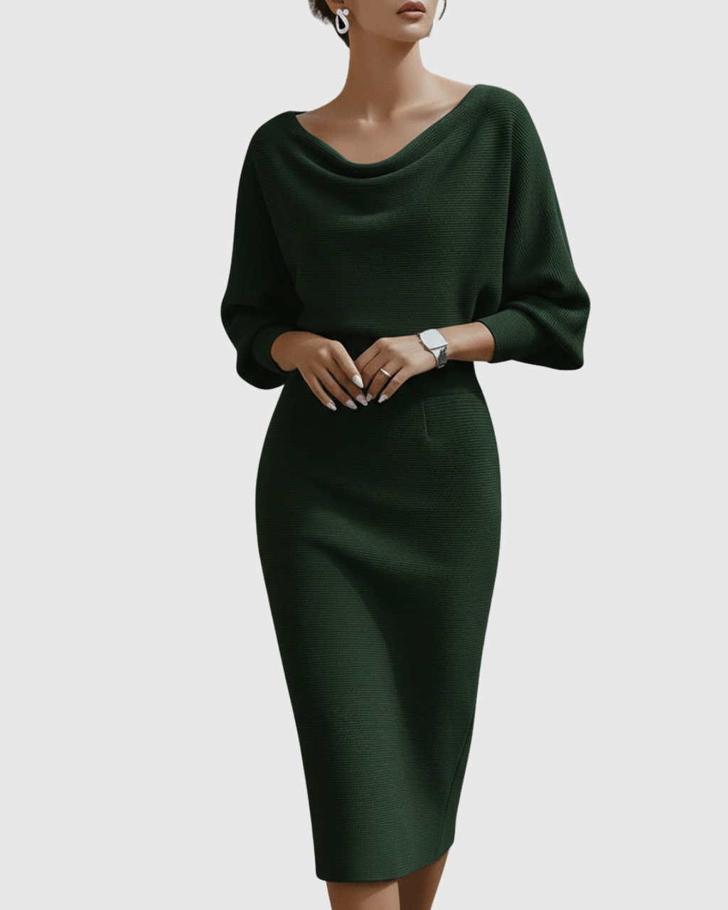 Ism�ria | White Draped Batwing Midi Dress
