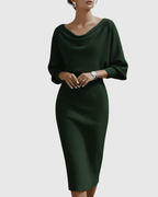 Ism�ria | White Draped Batwing Midi Dress