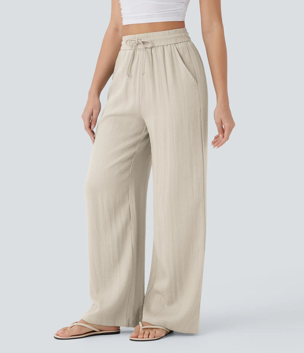 Nora | Wide-Leg Linen-Feel Trousers