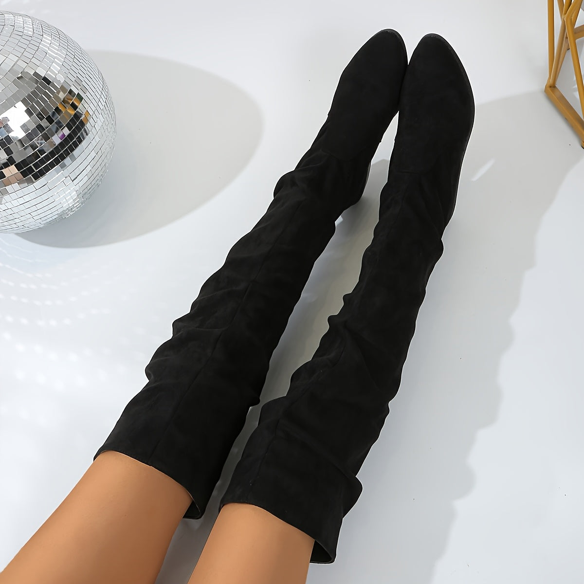 Ione | Fashionable Over-the-Knee Boots with Stacked Heel