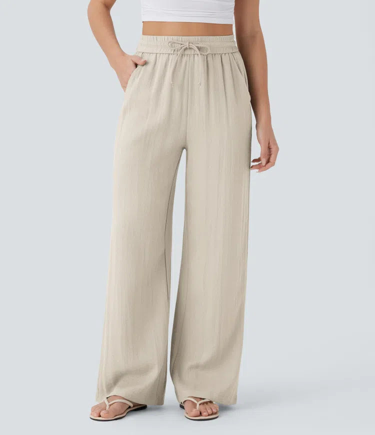 Nora | Wide-Leg Linen-Feel Trousers
