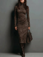 Selwynne | High-Neck Suede Maxi Dress