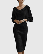 Ism�ria | White Draped Batwing Midi Dress