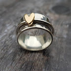 Vintage Gold Heart | Silver Ring