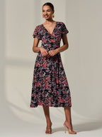 Rosalie | Floral Jersey Wrap Midi Dress - product image 4