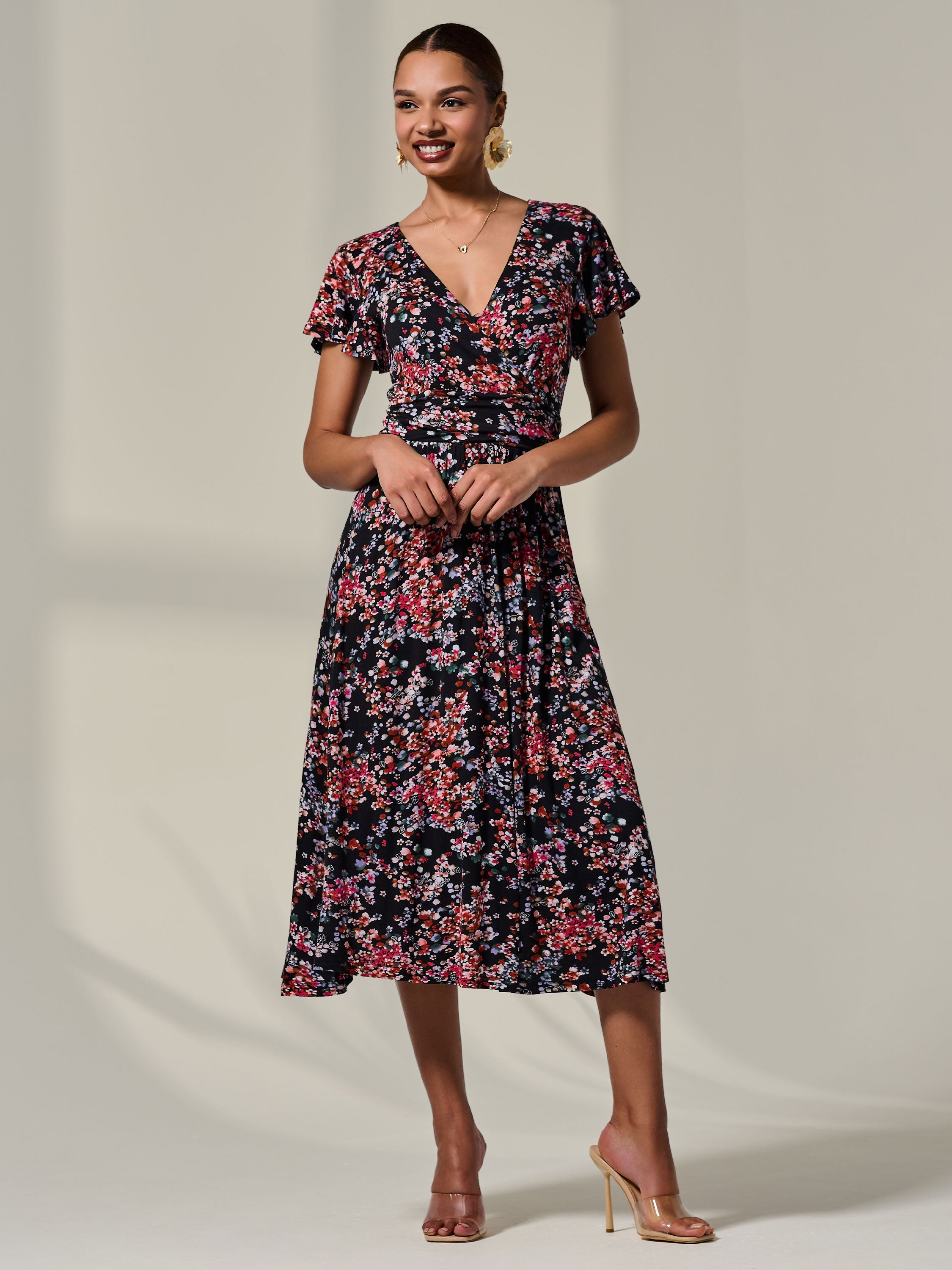 Rosalie | Floral Jersey Wrap Midi Dress - product image 4