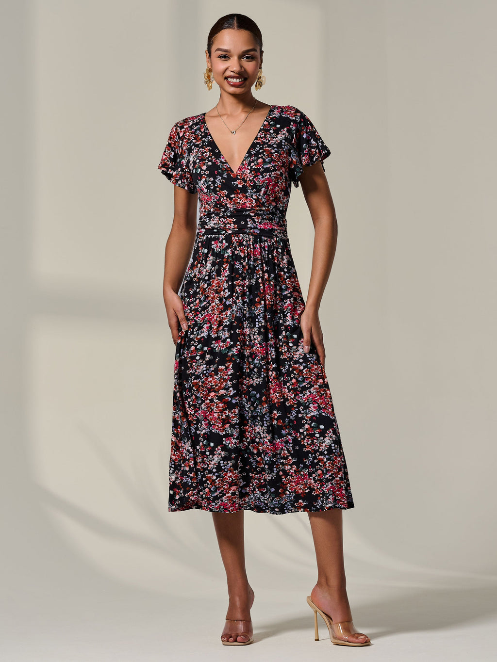 Rosalie | Floral Jersey Wrap Midi Dress - product image 2
