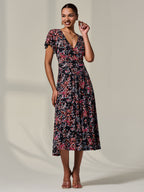 Rosalie | Floral Jersey Wrap Midi Dress - product image 1