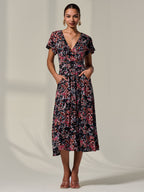 Rosalie | Floral Jersey Wrap Midi Dress - product image 6