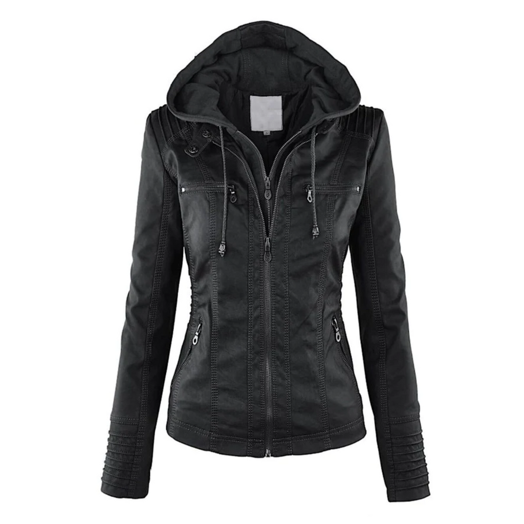 Ysolde | Leather Hooded Jacket