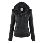 Ysolde | Leather Hooded Jacket