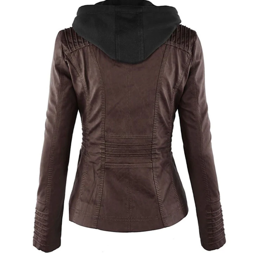 Ysolde | Leather Hooded Jacket