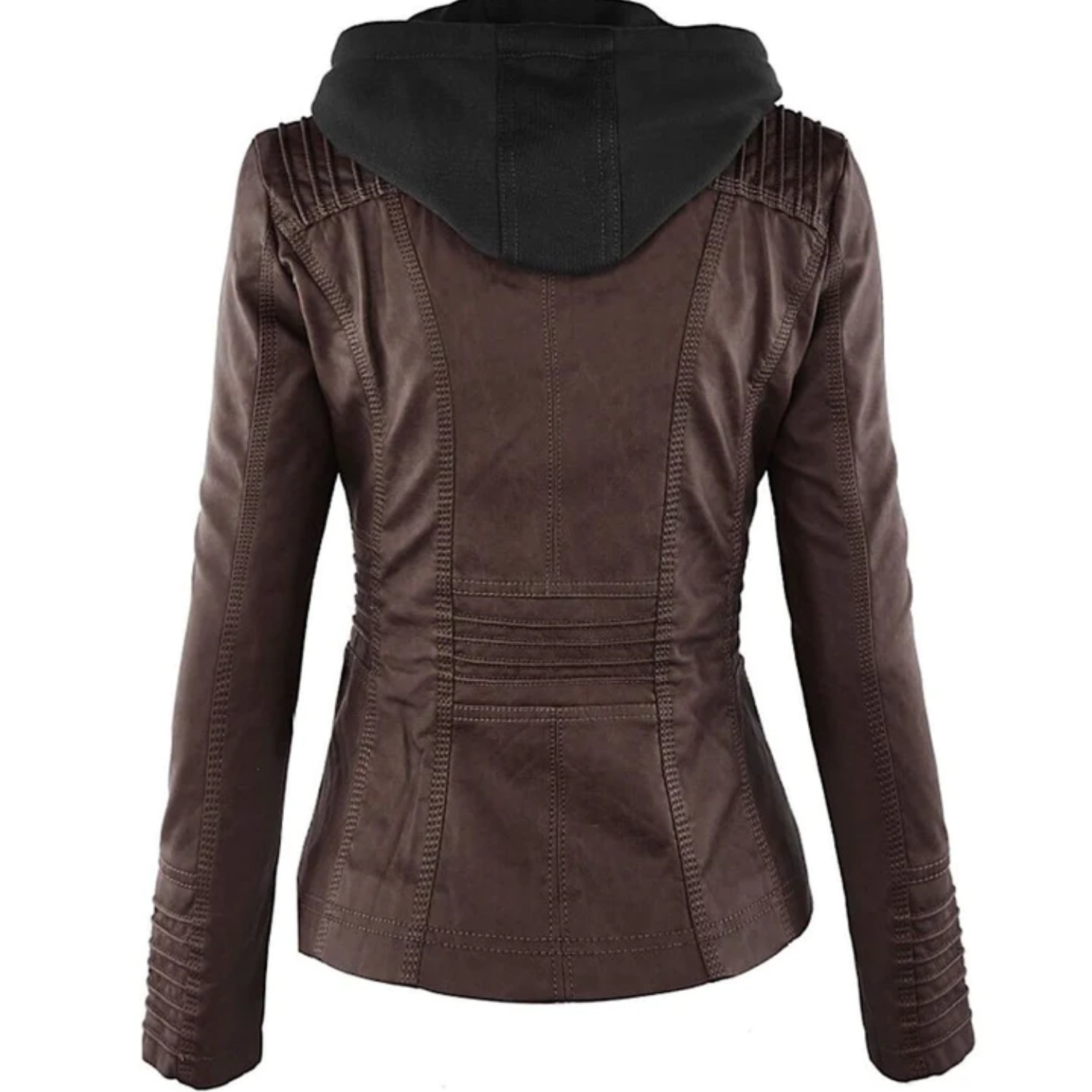 Ysolde | Leather Hooded Jacket