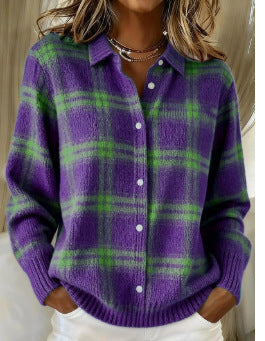 Marilou | Soft Hoodie Blouse with Check Pattern