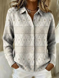 Monira | Elegant Knit Hoodie Blouse with Diamond Pattern