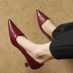 Sarah | Polished Pointed Toe Leather Pumps