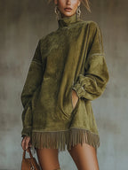 Lavinia | Faux Suede Turtleneck Dress