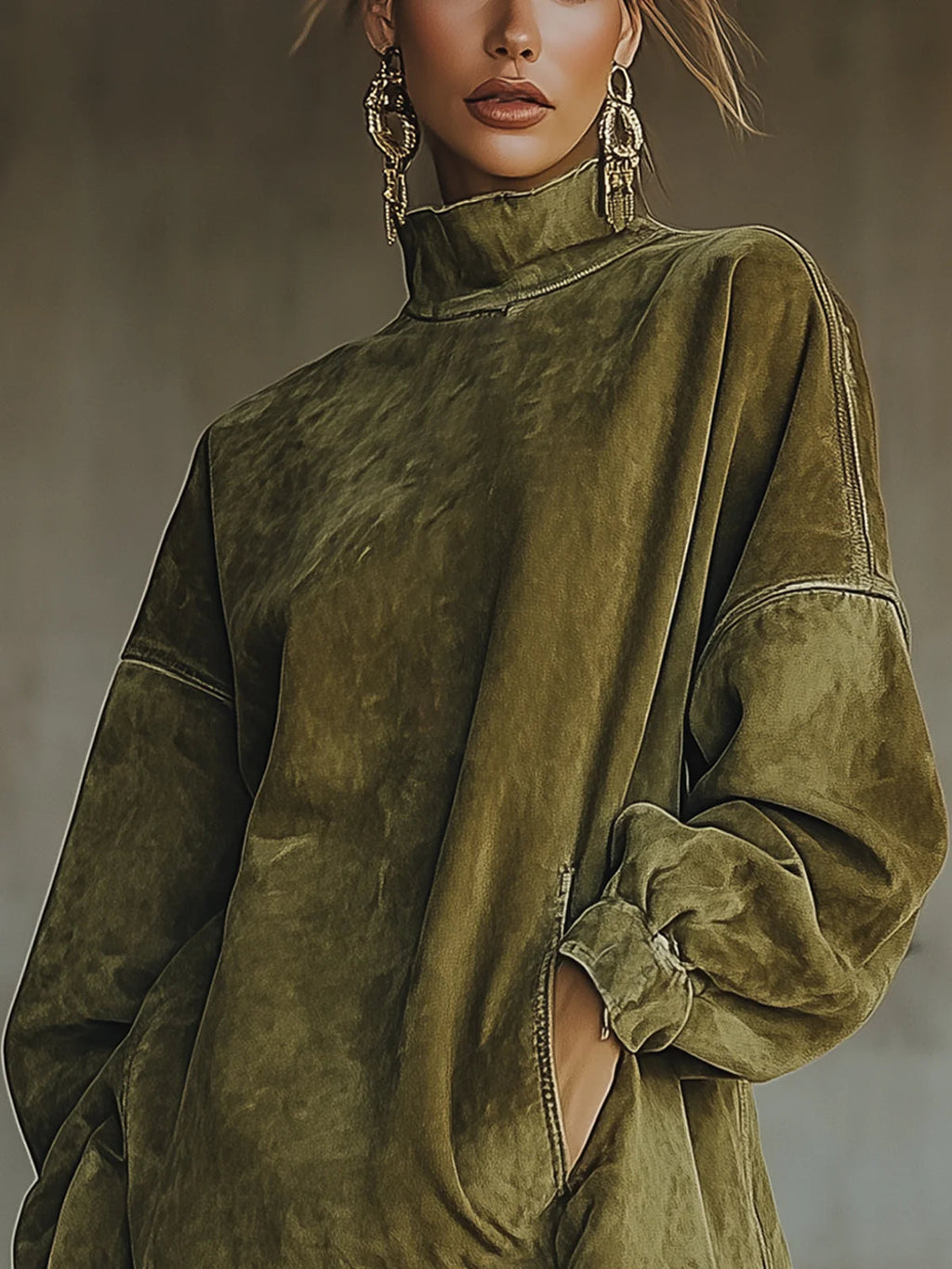 Lavinia | Faux Suede Turtleneck Dress