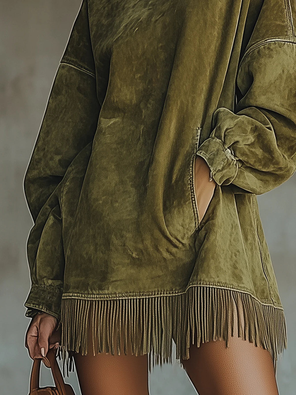 Lavinia | Faux Suede Turtleneck Dress