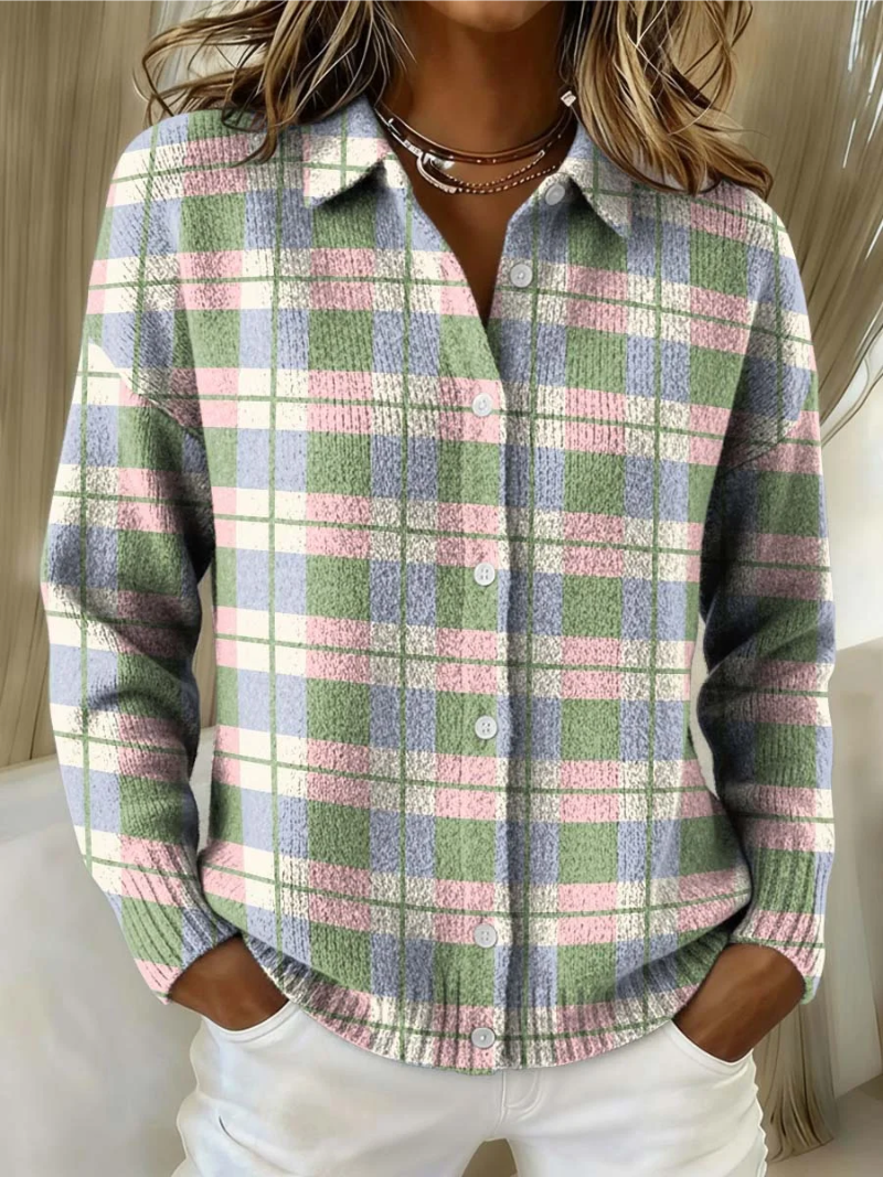 Lenora | Checked Hoodie Blouse In Fresh Pastel Colors