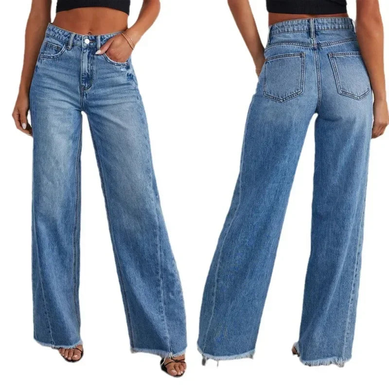 Rowan | Frayed-Hem Wide-Leg Jeans