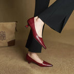 Sarah | Polished Pointed Toe Leather Pumps