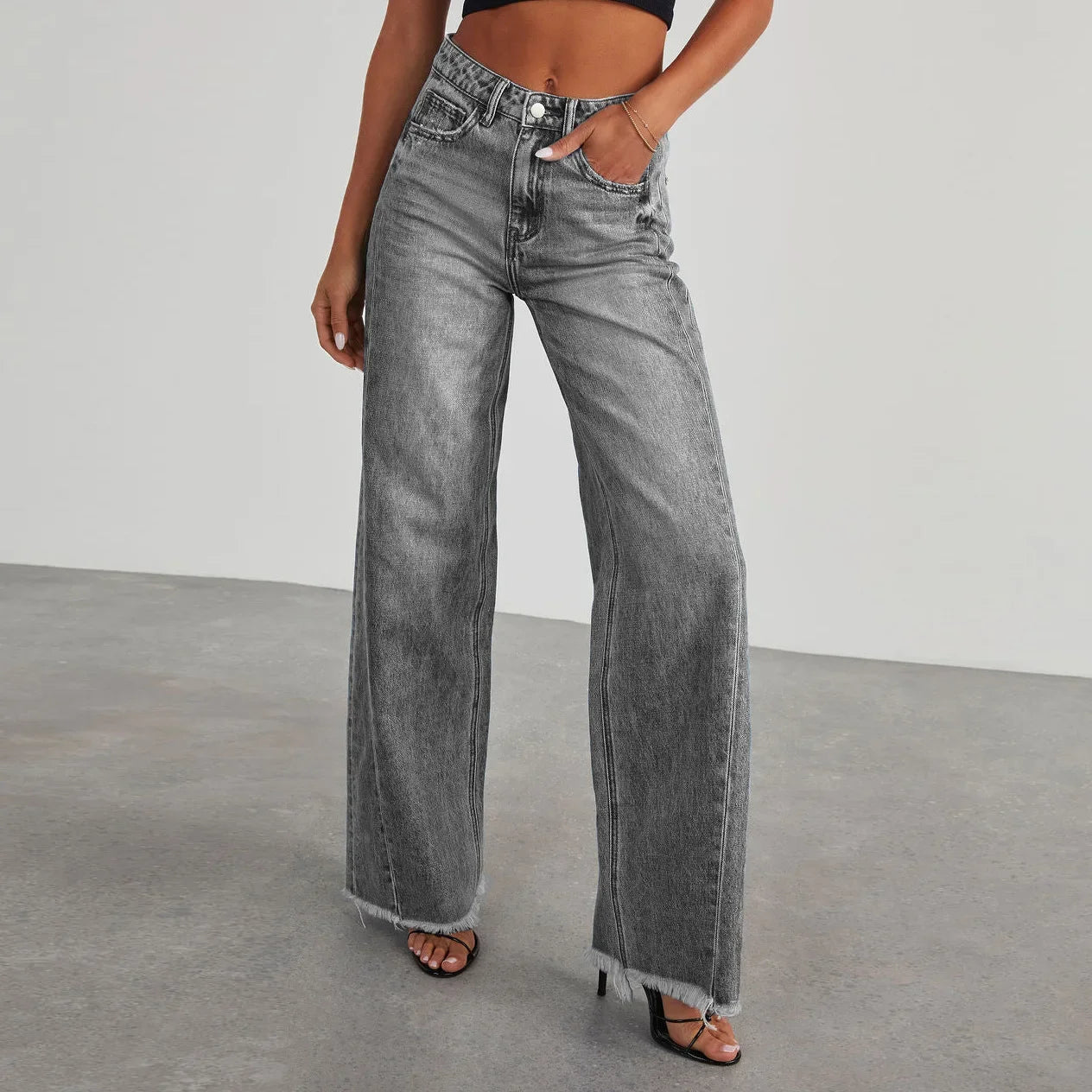 Rowan | Frayed-Hem Wide-Leg Jeans