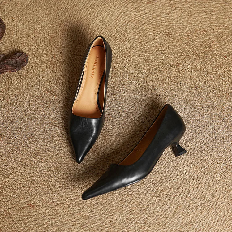 Sarah | Polished Pointed Toe Leather Pumps