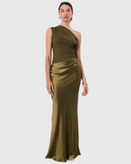 Aleida | One-Shoulder Satin Maxi Dress
