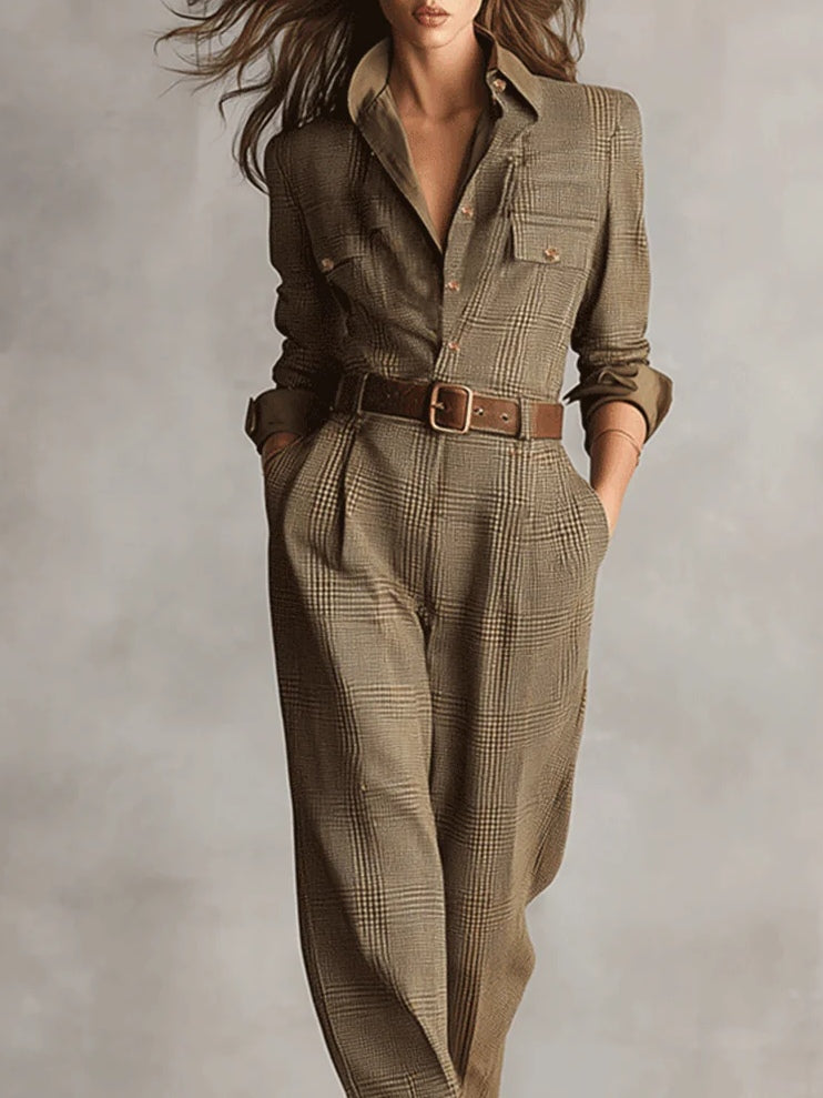 Corenne - Elegant Plaid Dress
