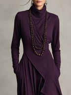 Irene | High-neck Asymmetrical Pleated Dress