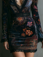 Selene | Floral Velvet Mini Dress