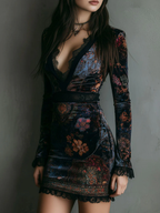 Selene | Floral Velvet Mini Dress