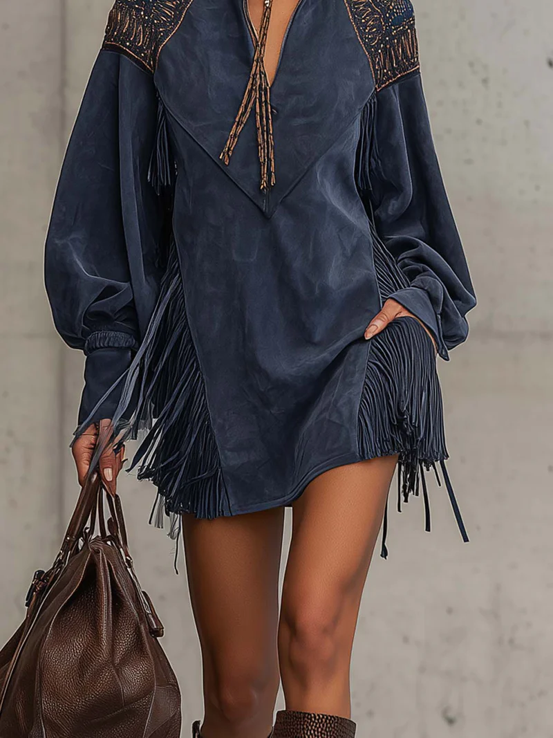 Juno | Indigo Suede Mini Dress