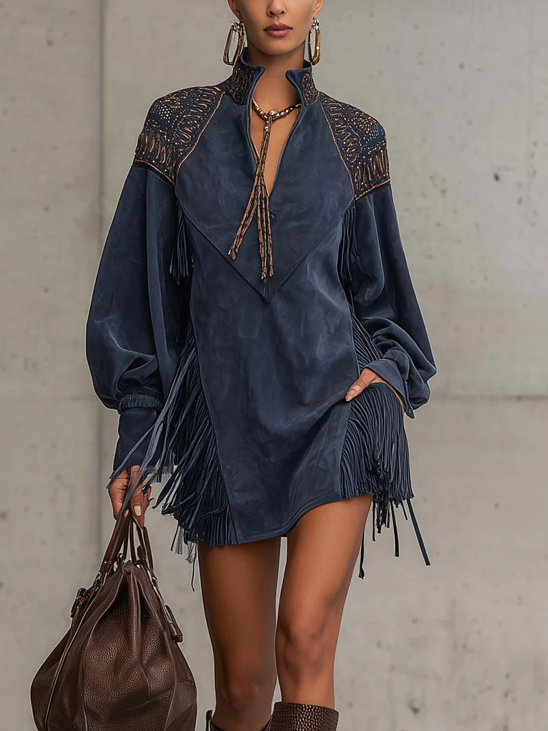 Juno | Indigo Suede Mini Dress