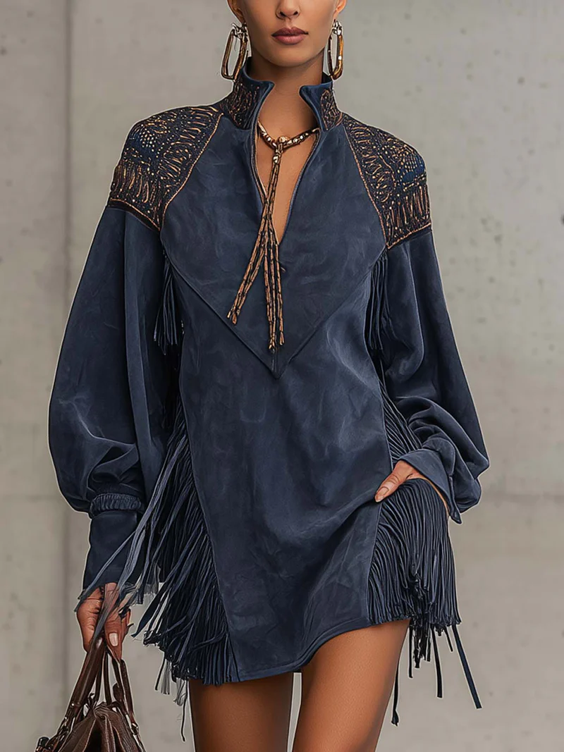 Juno | Indigo Suede Mini Dress