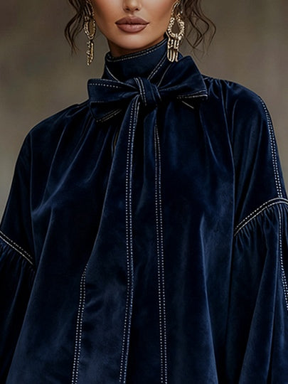 Liora | Dark Blue Velvet Mini Dress