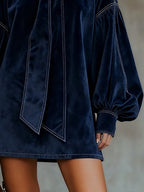 Liora | Dark Blue Velvet Mini Dress